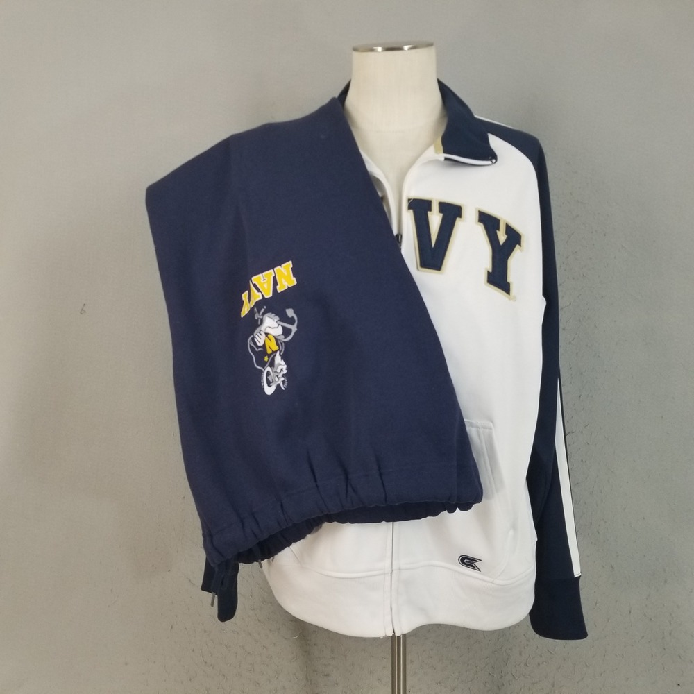 Colosseum Track Suit Mens L White Navy US Navy Mismatched Set Fleece Heavyweight